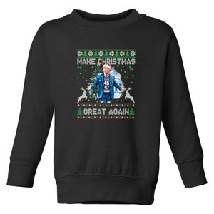 Make Christmas Great Again Ugly Sweaters Funny Trump 47 Xmas Sweatshirt Toddler Sweatshirt