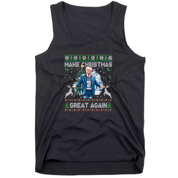 Make Christmas Great Again Ugly Sweaters Funny Trump 47 Xmas Sweatshirt Tank Top