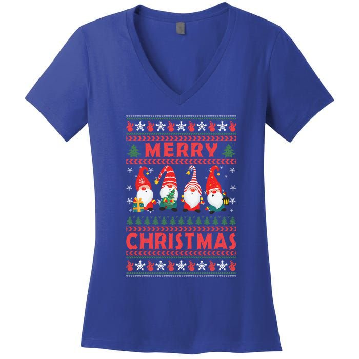 Merry Christmas Gnomies Family Matching Pajamas Ugly Gnome Meaningful Gift Women's V-Neck T-Shirt