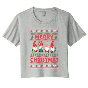 Merry Christmas Gnomies Family Matching Pajamas Ugly Gnome Meaningful Gift Women's Crop Top Tee