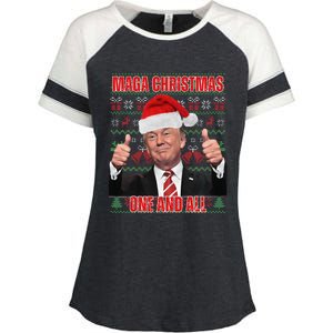 Make Christmas Great Again Trump Pajamas Ugly (8) Enza Ladies Jersey Colorblock Tee