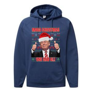 Make Christmas Great Again Trump Pajamas Ugly (8) Performance Fleece Hoodie