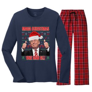 Make Christmas Great Again Trump Pajamas Ugly (8) Women's Long Sleeve Flannel Pajama Set 