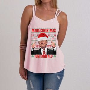 Make Christmas Great Again Trump Pajamas Ugly (8) Women's Strappy Tank