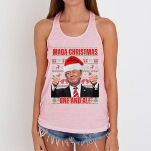 Make Christmas Great Again Trump Pajamas Ugly (8) Women's Knotted Racerback Tank