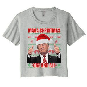 Make Christmas Great Again Trump Pajamas Ugly (8) Women's Crop Top Tee