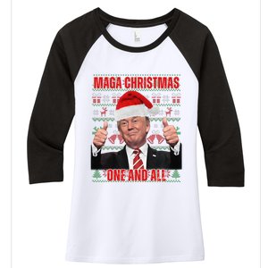 Make Christmas Great Again Trump Pajamas Ugly (8) Women's Tri-Blend 3/4-Sleeve Raglan Shirt