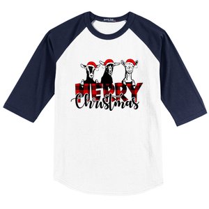 Merry Christmas Goat Funny Xmas Goat Funny Goat Baseball Sleeve Shirt