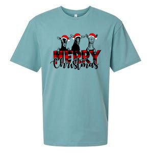 Merry Christmas Goat Funny Xmas Goat Funny Goat Sueded Cloud Jersey T-Shirt