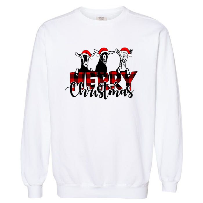 Merry Christmas Goat Funny Xmas Goat Funny Goat Garment-Dyed Sweatshirt