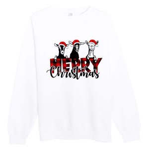 Merry Christmas Goat Funny Xmas Goat Funny Goat Premium Crewneck Sweatshirt