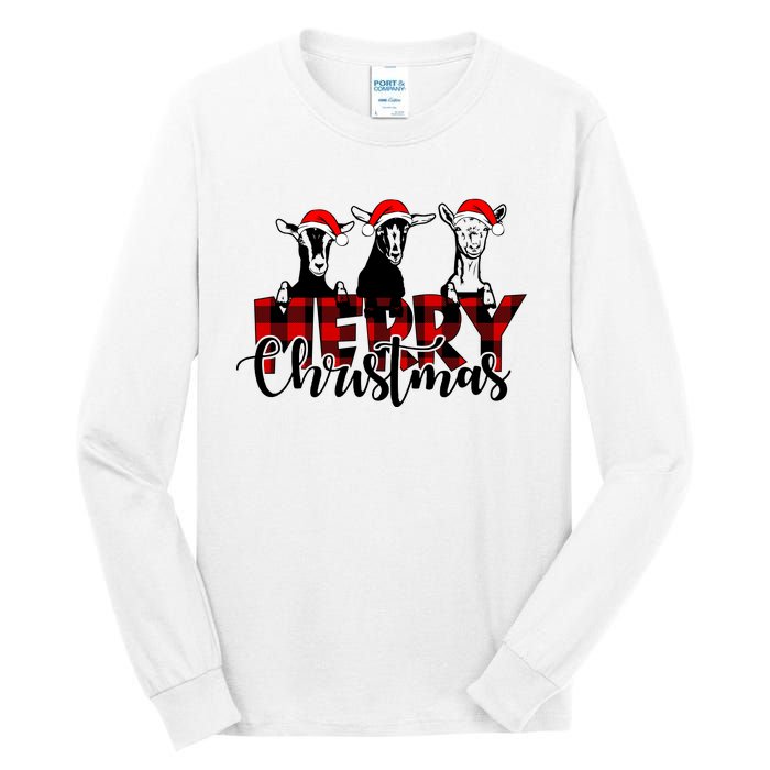 Merry Christmas Goat Funny Xmas Goat Funny Goat Tall Long Sleeve T-Shirt