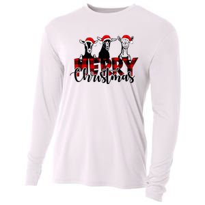 Merry Christmas Goat Funny Xmas Goat Funny Goat Cooling Performance Long Sleeve Crew