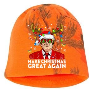 Make Christmas Great Again Funny Trump Reindeer Xmas Lights Cool Gift Kati - Camo Knit Beanie