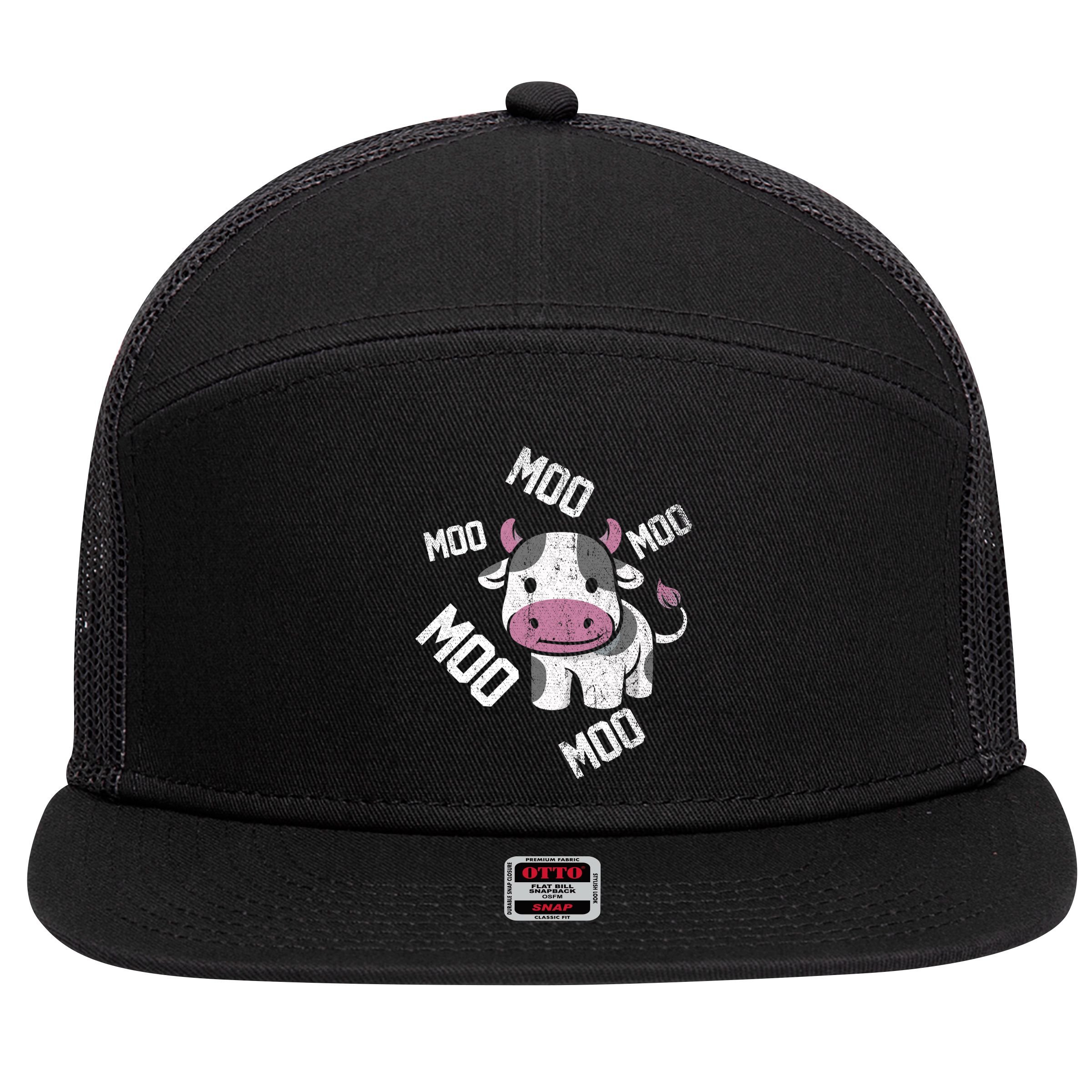 Moo Cow Gift 7 Panel Mesh Trucker Snapback Hat