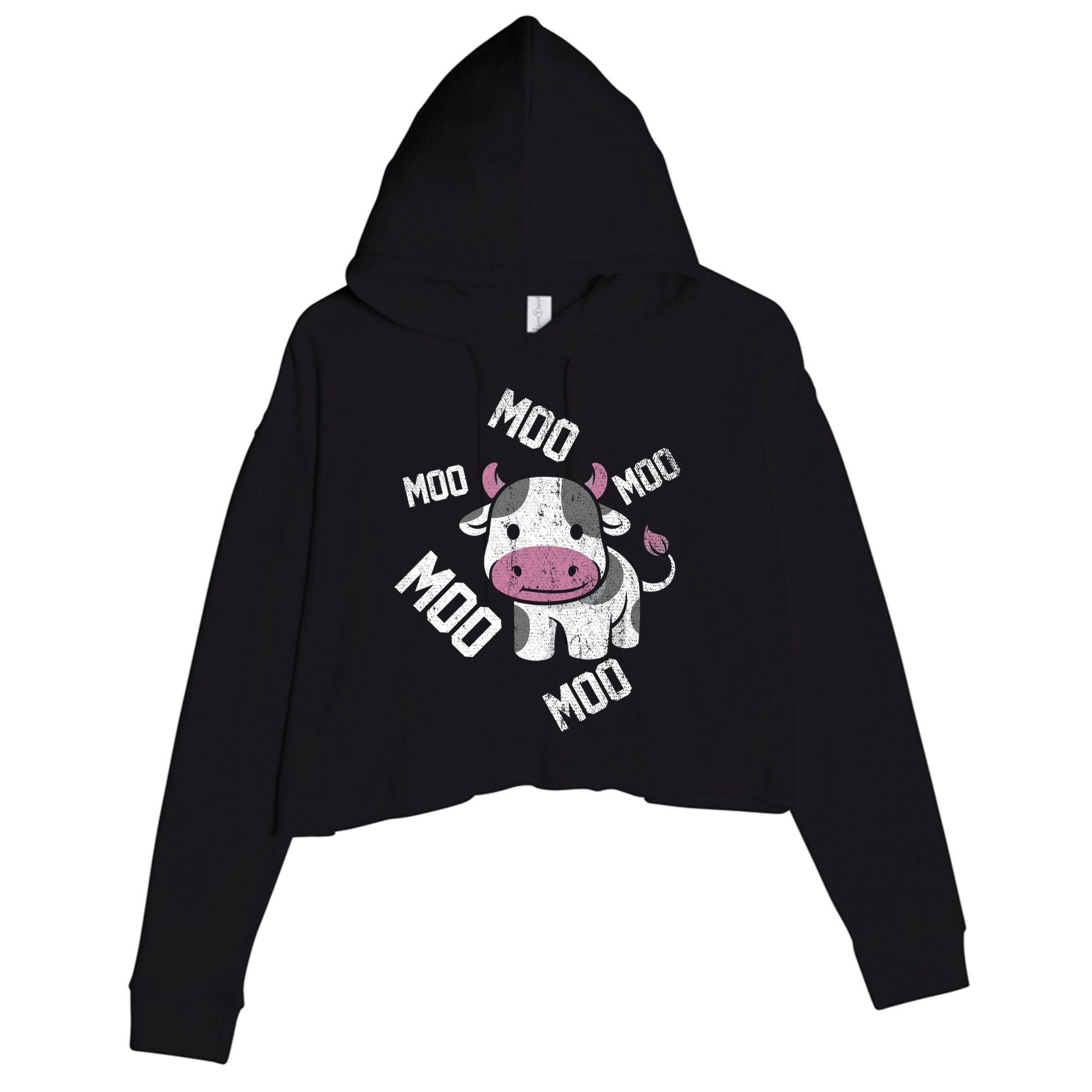 Moo Cow Gift Crop Fleece Hoodie