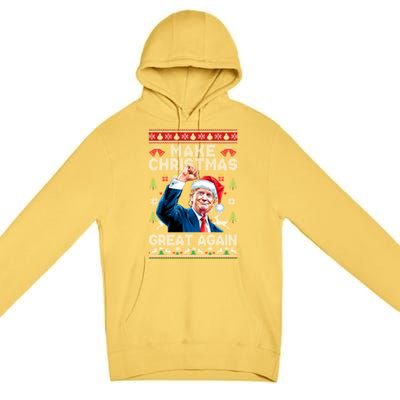 Make Christmas Great Again Funny Trump Ugly Christmas 2024 Gift Premium Pullover Hoodie