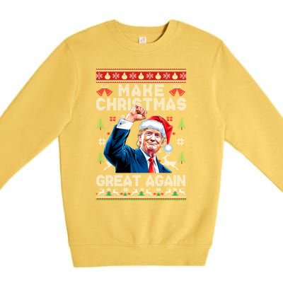 Make Christmas Great Again Funny Trump Ugly Christmas 2024 Gift Premium Crewneck Sweatshirt