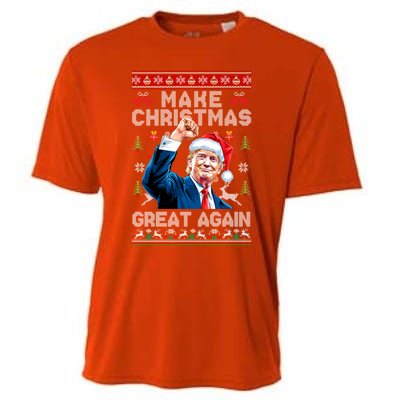 Make Christmas Great Again Funny Trump Ugly Christmas 2024 Gift Cooling Performance Crew T-Shirt