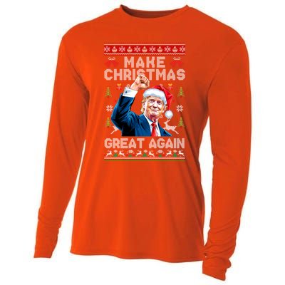 Make Christmas Great Again Funny Trump Ugly Christmas 2024 Gift Cooling Performance Long Sleeve Crew