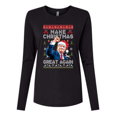 Make Christmas Great Again Funny Trump Ugly Christmas 2024 Gift Womens Cotton Relaxed Long Sleeve T-Shirt