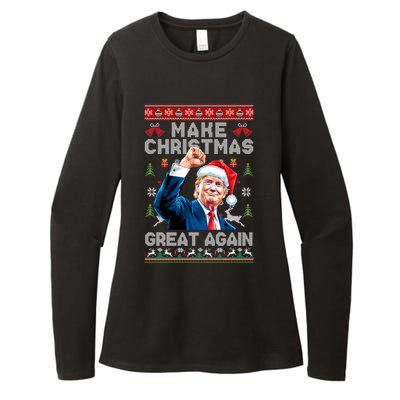 Make Christmas Great Again Funny Trump Ugly Christmas 2024 Gift Womens CVC Long Sleeve Shirt