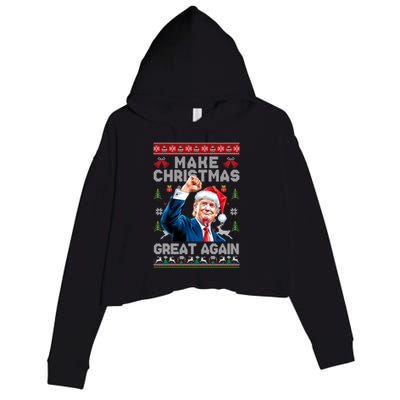 Make Christmas Great Again Funny Trump Ugly Christmas 2024 Gift Crop Fleece Hoodie