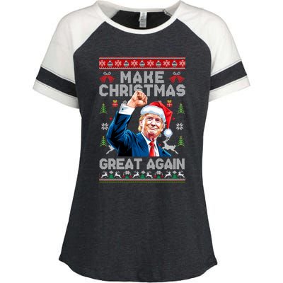 Make Christmas Great Again Funny Trump Ugly Christmas 2024 Gift Enza Ladies Jersey Colorblock Tee