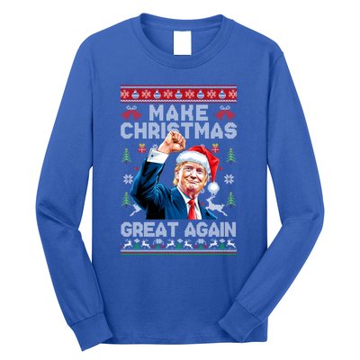 Make Christmas Great Again Funny Trump Ugly Christmas 2024 Gift Long Sleeve Shirt