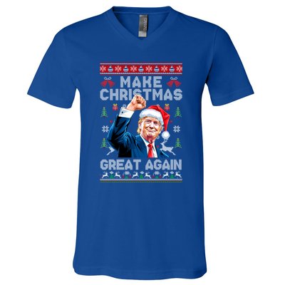 Make Christmas Great Again Funny Trump Ugly Christmas 2024 Gift V-Neck T-Shirt