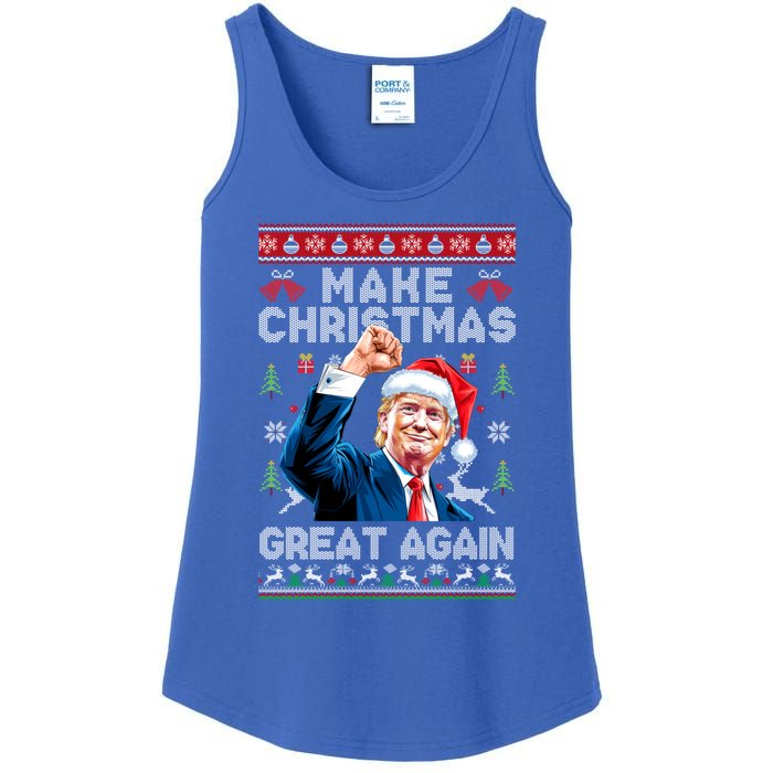 Make Christmas Great Again Funny Trump Ugly Christmas 2024 Gift Ladies Essential Tank