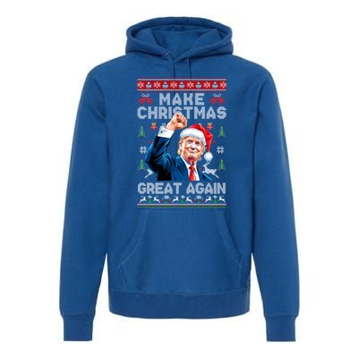 Make Christmas Great Again Funny Trump Ugly Christmas 2024 Gift Premium Hoodie