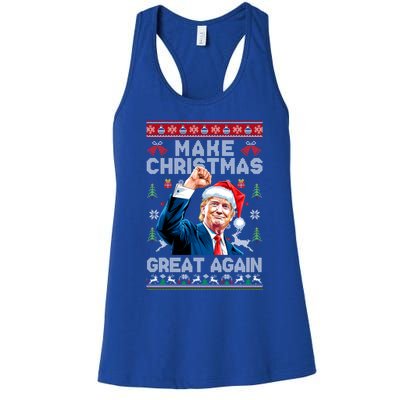 Make Christmas Great Again Funny Trump Ugly Christmas 2024 Gift Women's Racerback Tank