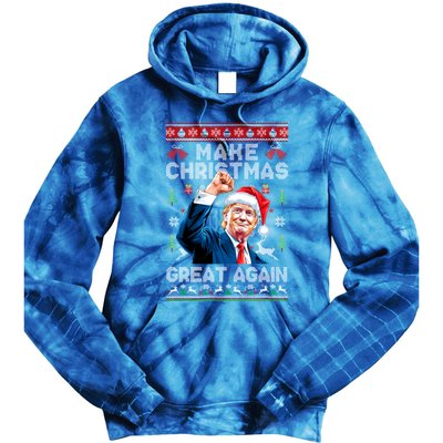 Make Christmas Great Again Funny Trump Ugly Christmas 2024 Gift Tie Dye Hoodie