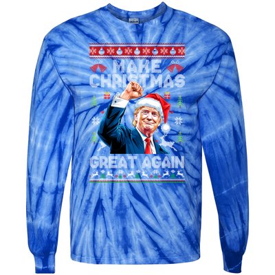 Make Christmas Great Again Funny Trump Ugly Christmas 2024 Gift Tie-Dye Long Sleeve Shirt