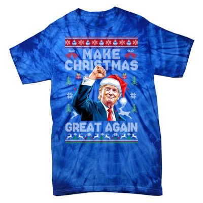 Make Christmas Great Again Funny Trump Ugly Christmas 2024 Gift Tie-Dye T-Shirt