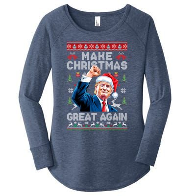 Make Christmas Great Again Funny Trump Ugly Christmas 2024 Gift Women's Perfect Tri Tunic Long Sleeve Shirt