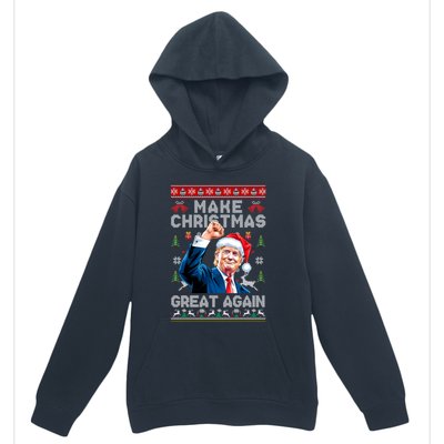 Make Christmas Great Again Funny Trump Ugly Christmas 2024 Gift Urban Pullover Hoodie