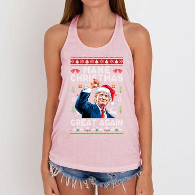 Make Christmas Great Again Funny Trump Ugly Christmas 2024 Gift Women's Knotted Racerback Tank