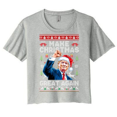 Make Christmas Great Again Funny Trump Ugly Christmas 2024 Gift Women's Crop Top Tee