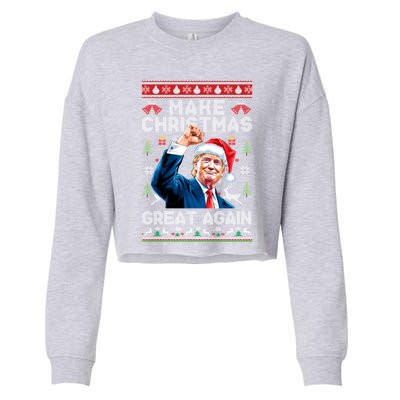 Make Christmas Great Again Funny Trump Ugly Christmas 2024 Gift Cropped Pullover Crew