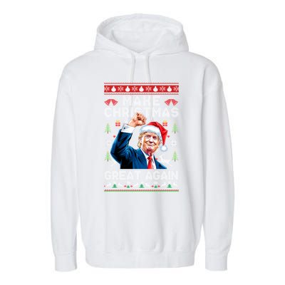 Make Christmas Great Again Funny Trump Ugly Christmas 2024 Gift Garment-Dyed Fleece Hoodie