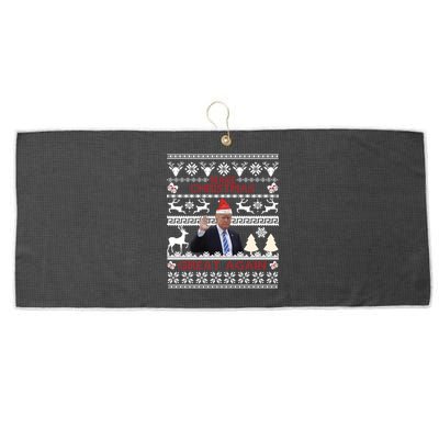 Make Christmas Great Again Trump 2024 Funny Ugly Christmas Great Gift Large Microfiber Waffle Golf Towel