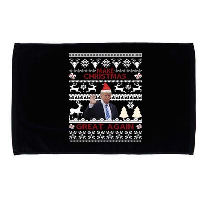 Make Christmas Great Again Trump 2024 Funny Ugly Christmas Great Gift Microfiber Hand Towel