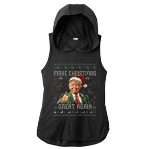 Make Christmas Great Again Santa Funny Trump Ugly Sweater Ladies PosiCharge Tri-Blend Wicking Draft Hoodie Tank