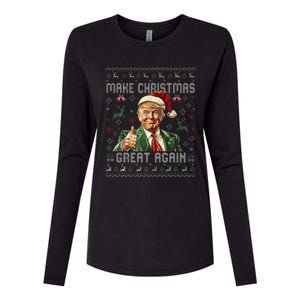 Make Christmas Great Again Santa Funny Trump Ugly Sweater Womens Cotton Relaxed Long Sleeve T-Shirt