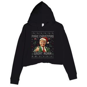 Make Christmas Great Again Santa Funny Trump Ugly Sweater Crop Fleece Hoodie