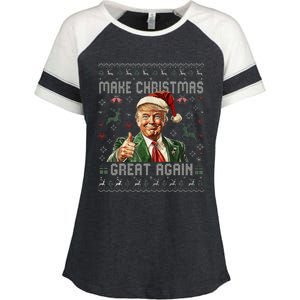 Make Christmas Great Again Santa Funny Trump Ugly Sweater Enza Ladies Jersey Colorblock Tee