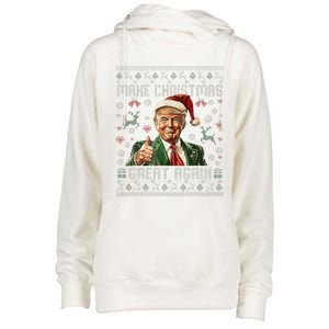 Make Christmas Great Again Santa Funny Trump Ugly Sweater Womens Funnel Neck Pullover Hood