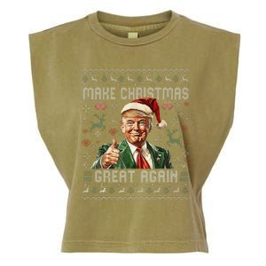 Make Christmas Great Again Santa Funny Trump Ugly Sweater Garment-Dyed Women's Muscle Tee